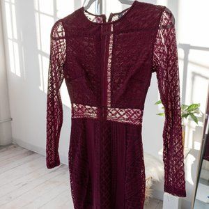 Maroon Long Sleeve Dress